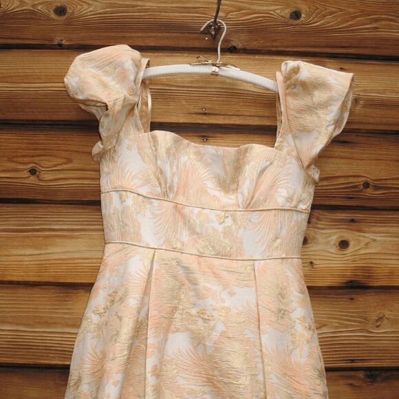 NWOT Mac Duggal 68276 FLORAL PRINT PUFF SLEEVE BROCADE GOWN 10 Pockets - Picture 9 of 14